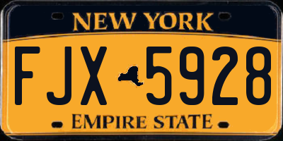NY license plate FJX5928