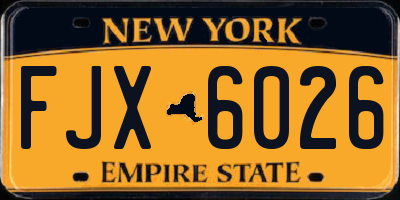 NY license plate FJX6026