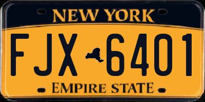 NY license plate FJX6401