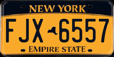 NY license plate FJX6557