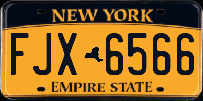 NY license plate FJX6566