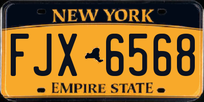 NY license plate FJX6568