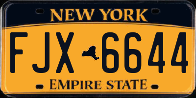 NY license plate FJX6644