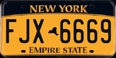 NY license plate FJX6669