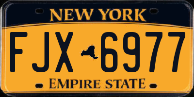 NY license plate FJX6977
