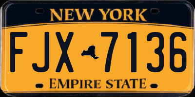 NY license plate FJX7136
