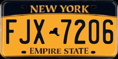 NY license plate FJX7206