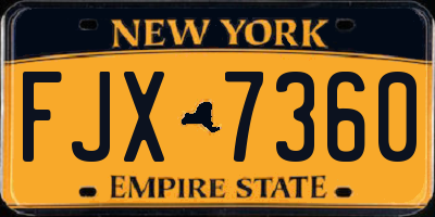 NY license plate FJX7360