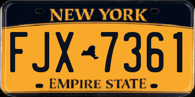 NY license plate FJX7361