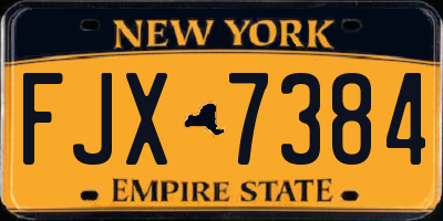NY license plate FJX7384