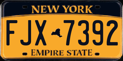 NY license plate FJX7392