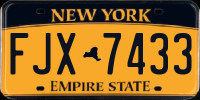 NY license plate FJX7433