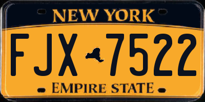 NY license plate FJX7522