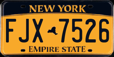 NY license plate FJX7526