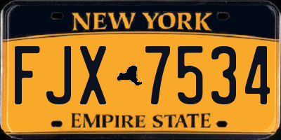 NY license plate FJX7534