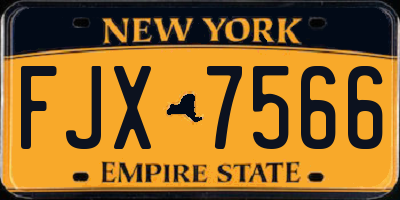 NY license plate FJX7566