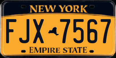 NY license plate FJX7567