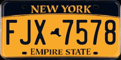 NY license plate FJX7578