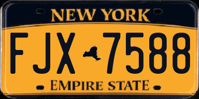 NY license plate FJX7588
