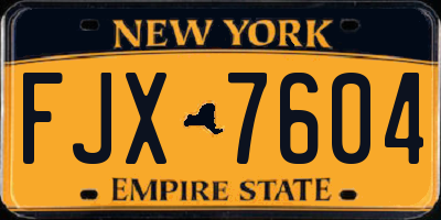 NY license plate FJX7604
