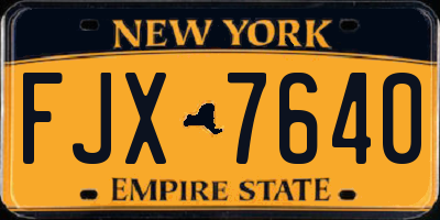 NY license plate FJX7640