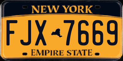 NY license plate FJX7669