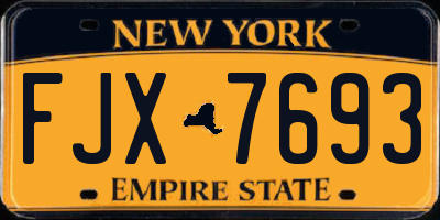 NY license plate FJX7693