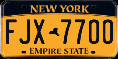 NY license plate FJX7700