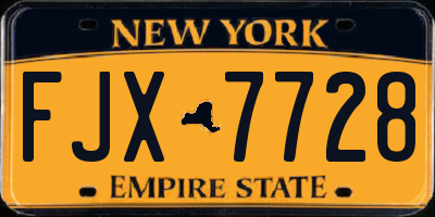 NY license plate FJX7728