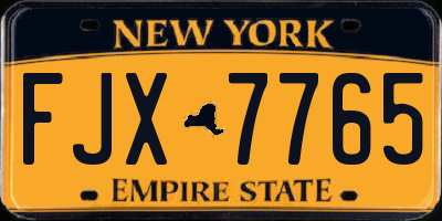 NY license plate FJX7765