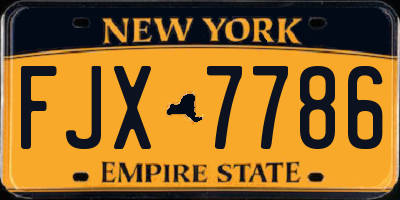 NY license plate FJX7786