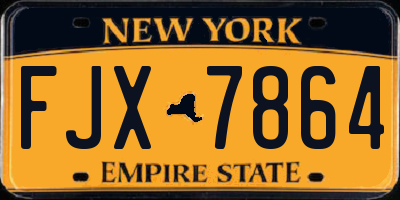 NY license plate FJX7864
