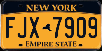 NY license plate FJX7909