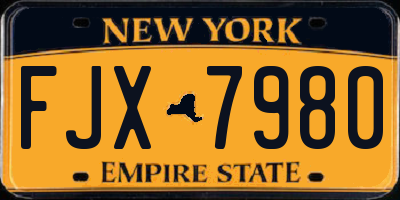 NY license plate FJX7980