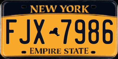 NY license plate FJX7986