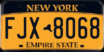 NY license plate FJX8068