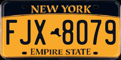 NY license plate FJX8079