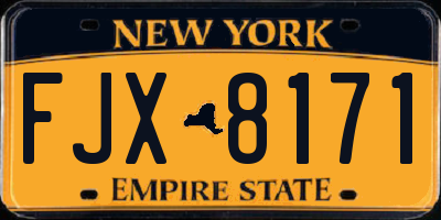 NY license plate FJX8171