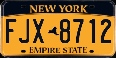 NY license plate FJX8712