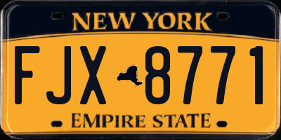 NY license plate FJX8771