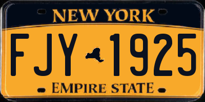 NY license plate FJY1925