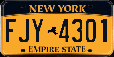 NY license plate FJY4301