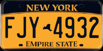 NY license plate FJY4932