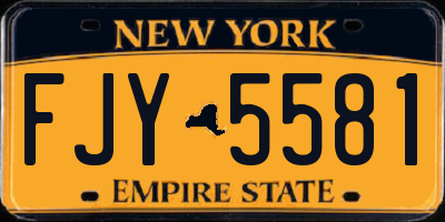 NY license plate FJY5581
