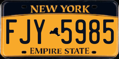 NY license plate FJY5985