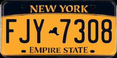 NY license plate FJY7308