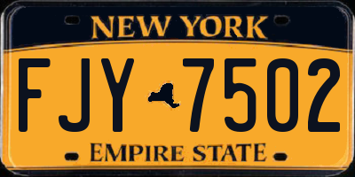 NY license plate FJY7502