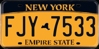 NY license plate FJY7533