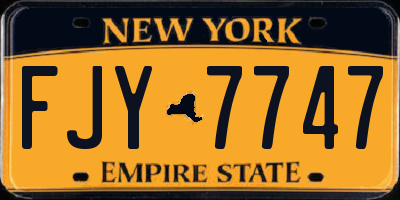 NY license plate FJY7747