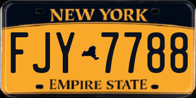 NY license plate FJY7788